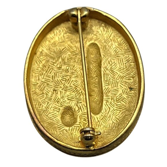 Helen of Troy Cameo Brooch Gold Plated Intaglio Signet Oval Greek Scene Vintage - Picture 7 of 8